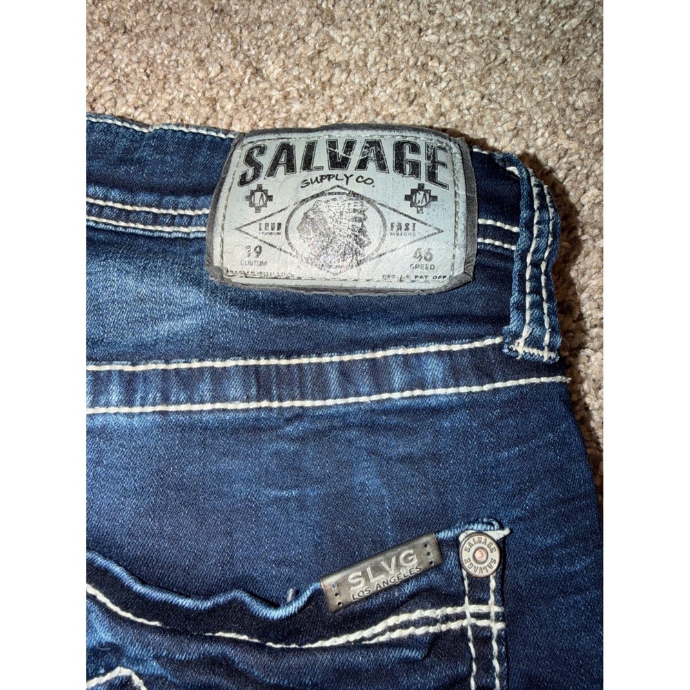 Salvage Supply Co Mens Riot Taper Athletic Fit Jeans Dark Wash Blue 34x30 (656) - Picture 7 of 7